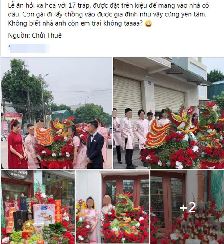 Choáng với mâm đính hôn 'tâng bốc' của cô dâu ở Bắc Giang