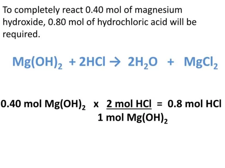 Phương trình phản ứng Mg(OH)2 + HCl → MgCl2 + H2O